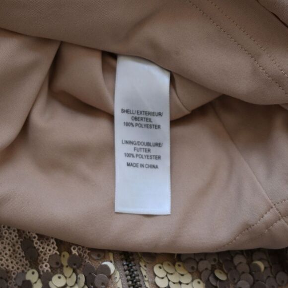 ADRIANNA PAPELL Women's Gold Sequin Cap Sleeve Sheath Dress Size 6 - Picture 7 of 9